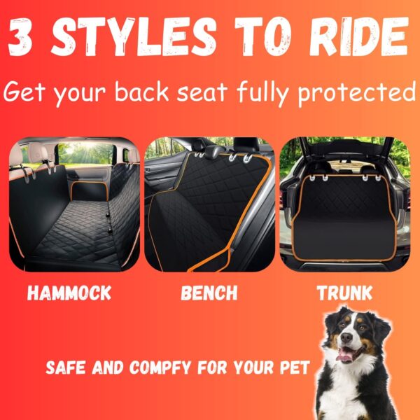 Dog Car Seat Cover for Back Seat for Cars & SUVs - Durable Pet Car Seat Cover Backseat Protector, Nonslip Dog Hammock for Car, Waterproof Scratchproof Rear Seat Cover Against Dirt, Fur, W/Side Flaps - Image 2