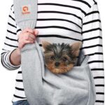 TOMKAS Dog Sling Carrier for Small Dogs pet Slings with Extra Pocket Storage Sling with Storage Pocket